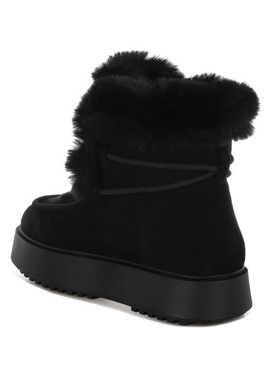 Bunting Faux Fur Collar Flatform Boots | Boots Daverri Fashions