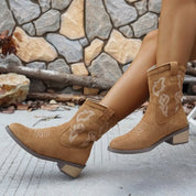 Cowboy Block Heels Boots | Boots Daverri Fashions