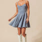 SO ME A-line fit and flare light-wash denim mini dress