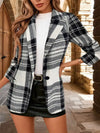Plaid Single-Button Blazer - DAVERRI FASHIONS