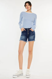 Kancan Mid Rise Button Fly Denim Shorts | Denim Shorts Daverri Fashions