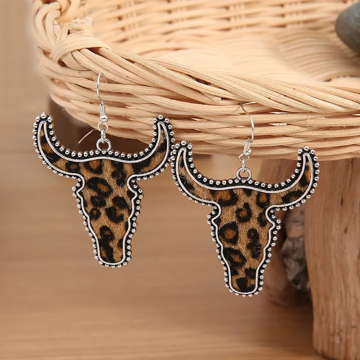Alloy Animal Print Cow Head Earrings | Earrings Daverri Fashions