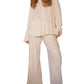 Button Up Long Sleeve Top and Pants Set - DAVERRI FASHIONS