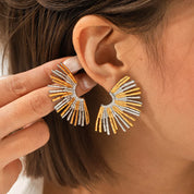 Silver onesize Stainless Steel Fan-Shaped Earrings | Earrings Daverri Fashions