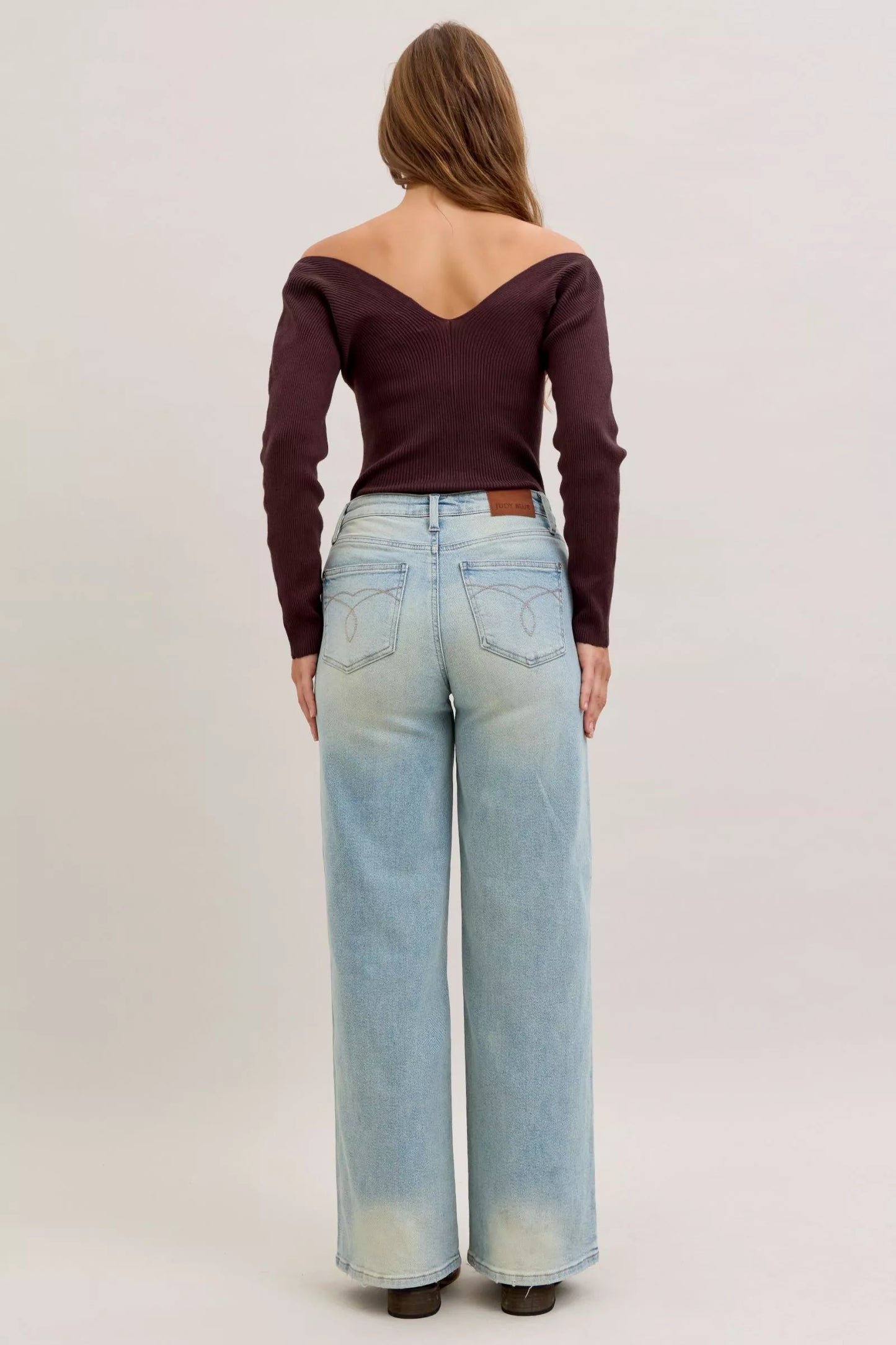 Judy Blue high-waist light-wash wide-leg denim jeans
