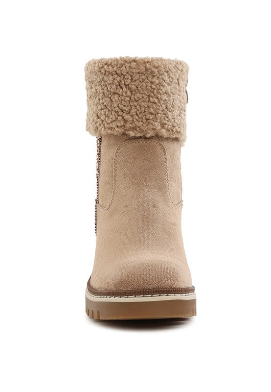 Woolly Faux Fur & Embroidery Detail Boots | Boots Daverri Fashions