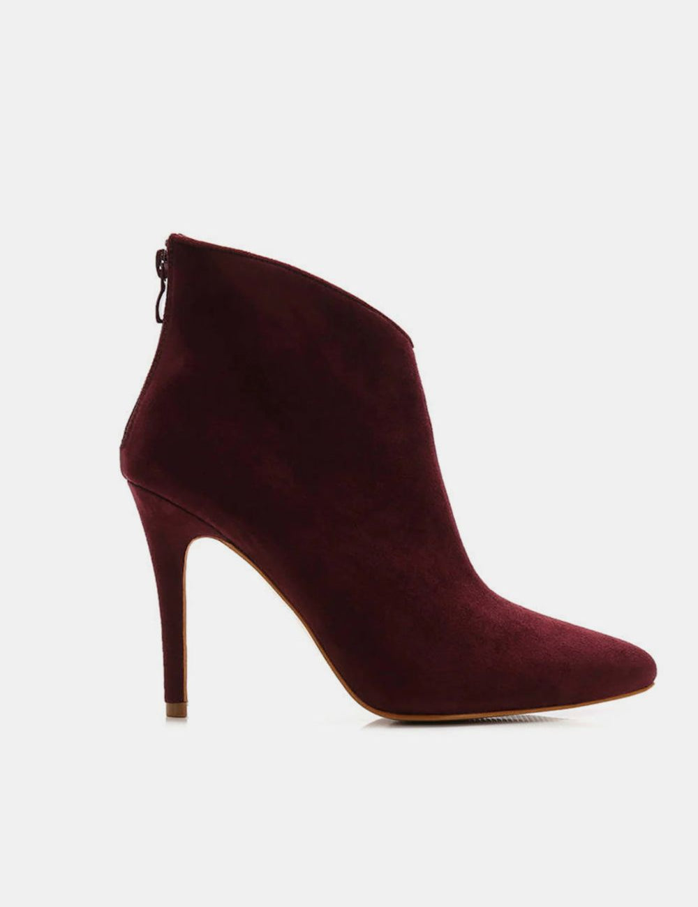 Beast Fashion Suede Stiletto Ankle Booties with Back Zippers Footwear