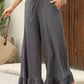 Ruffled Wide Leg Pull On High Waist Pants with Pockets - DAVERRI FASHIONS