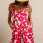 BiBi Floral Prints Tuck Detail Short Overall With Pockets Overalls