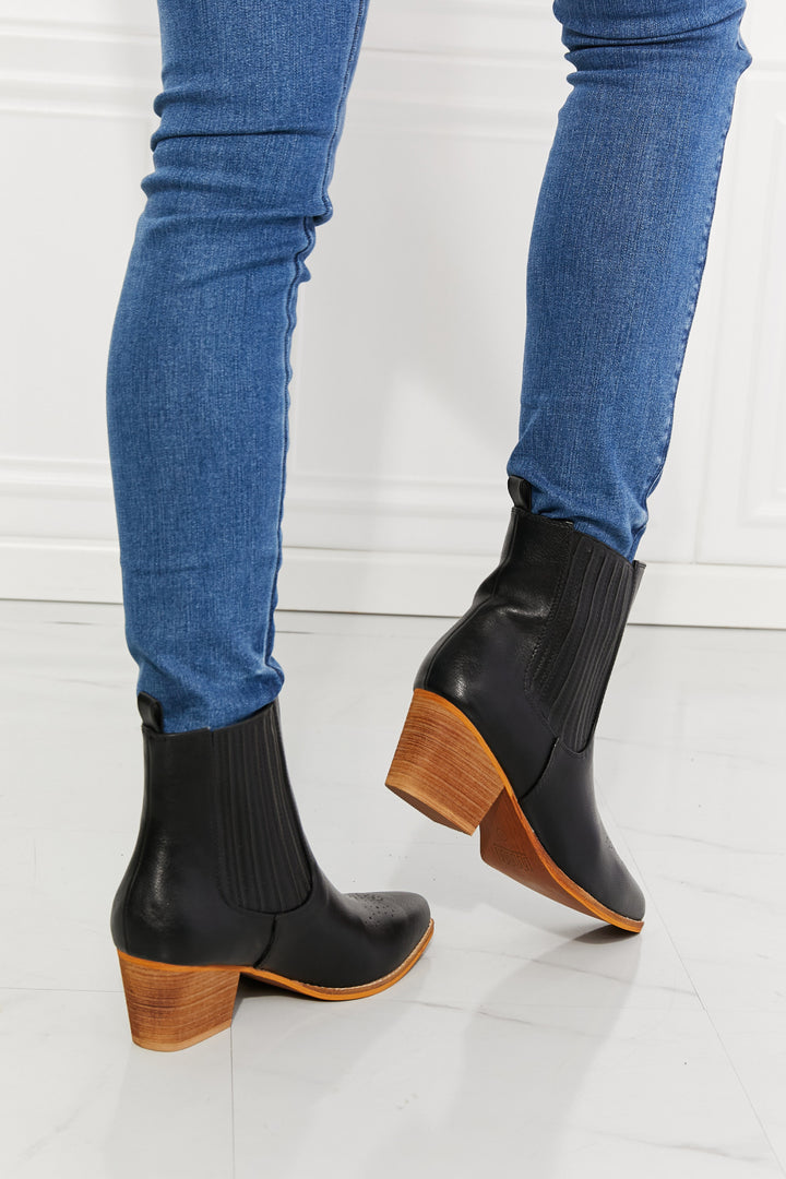 Stacked Heel Chelsea Boot in Black Boots