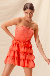 SO ME Strapless Ruffle Layered Game Day Cheer Up Dress | Mini Dresses Daverri Fashions