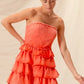SO ME Strapless Ruffle Layered Game Day Cheer Up Dress - DAVERRI FASHIONS