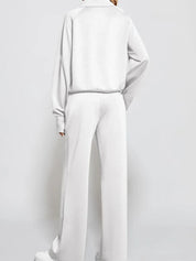 Half Zip Long Sleeve Top and Pants Set | Loungewear Sets Daverri Fashions