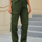 Olive green high-waisted cargo pants with multiple pockets