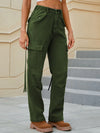 Olive green high-waisted cargo pants with multiple pockets