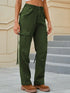 Olive green high-waisted cargo pants with multiple pockets