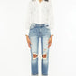 Kancan High Rise Distressed Boyfriend Fit Jeans - DAVERRI FASHIONS