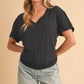 Aemi+Co V-Neck Short Sleeve T-Shirt - DAVERRI FASHIONS