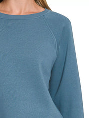 Zenana Fleece Raglan Round-Neck Sweatshirt | Sweatshirts Daverri Fashions