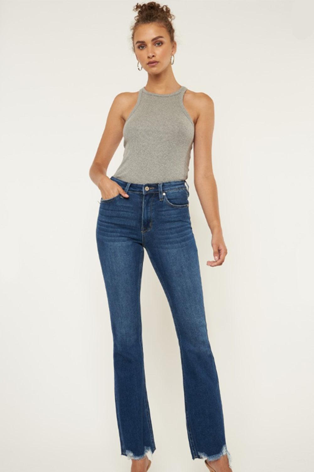 Kancan Cat's Whiskers Raw Hem Flare Jeans | Jeans Daverri Fashions