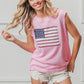 BiBi pink sleeveless knit top with sequined American flag design
