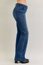 Judy Blue Full Size Mid Rise Bootcut Jeans with Welt Pockets Plus Size | Jeans Daverri Fashions