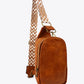 Abstract Pattern Adjustable Strap Vegan Leather Sling Bag - DAVERRI FASHIONS