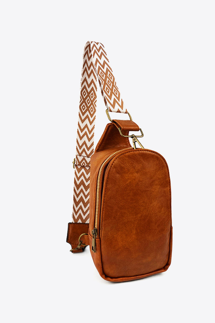 Abstract Pattern Adjustable Strap Vegan Leather Sling Bag | Cross Body Bags Daverri Fashions