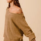SO ME Loose Fit Exposed Seam Slouchy Boucle Sweater Taupe - DAVERRI FASHIONS