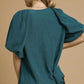 Umgee Textured Flutter Sleeve Notch Neck Top