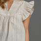 Umgee Full Size Striped Babydoll Top Plus Size