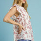 Umgee Full Size Two Tone Boxy Cut Floral Print Blouse Plus Size Blouses