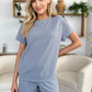 Double Take Full Size Texture Short Sleeve T-Shirt and Drawstring Shorts Set Outfit Sets