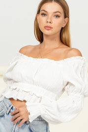 Dipped in Sugar Flounce Hem Blouse OFF WHITE