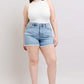 Judy Blue Tummy Control Raw Hem Denim Shorts Denim Shorts