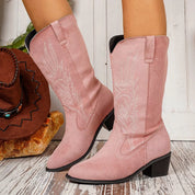 Point Toe Block Heels Boots | Boots Daverri Fashions