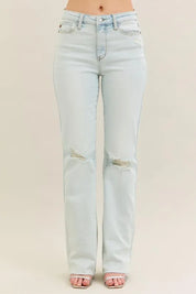 Judy Blue light blue distressed high-waist bootcut jeans plus size