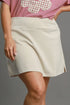 Umgee Full Size Mid-Rise Skort with Pockets Plus Size ECRU
