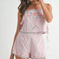 MABLE Embroidered Crop Top and Shorts Set Blush Pink S