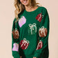 BiBi Sequin Christmas Gift Box Embroideries Pullover - DAVERRI FASHIONS