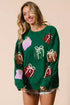 BiBi Sequin Christmas Gift Box Embroideries Pullover - DAVERRI FASHIONS