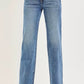 RISEN Tummy Control high-waisted blue straight-leg jeans with frayed hems