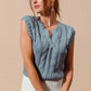 SO ME Notched Neck Cable Knit Sweater Vest - DAVERRI FASHIONS