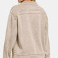 Zenana Acid Washed Half Snap Fleece Sweatshirt Ash Mocha - DAVERRI FASHIONS