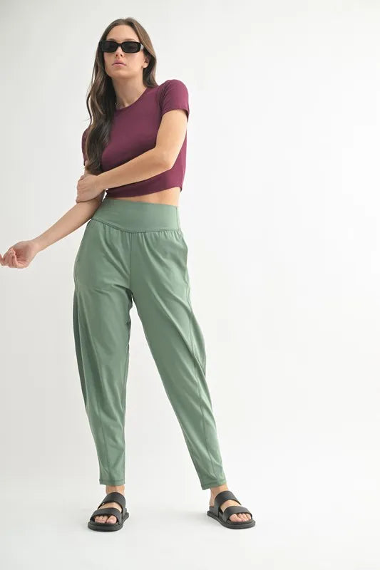 MONO B Flowbarrel High Waist Active Pants | Daverri Fashions