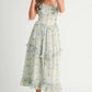 MABLE Floral Printed Shoulder Strap Midi Dress