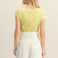 HYFVE Neon Yellow Textured Round Neck Cap Sleeve Knit Top Tops