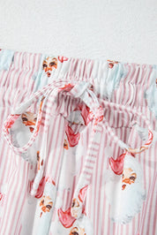 Santa Print Long Sleeve Top and Pants Lounge Set | Loungewear Sets Daverri Fashions