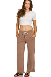 Zenana Raised Rib Short Sleeve Tee & Pants Set | Daverri Fashions