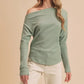 Aemi + Co One Shoulder Long Sleeve Knit Top - DAVERRI FASHIONS